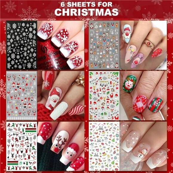 Holiday Nail Art Stickers Set of 30 Christmas Halloween Valentine Designs - Picture 5 of 8